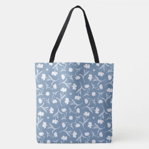 Blauer Blumenmuster Blau Grau Weiße Freiheit Elega Tasche