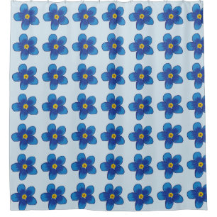 Blauer Blumenmuster Duschvorhang