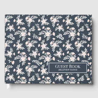 Blauer Blumenmuster Urlaub Zuhause oder Miete Gästebuch