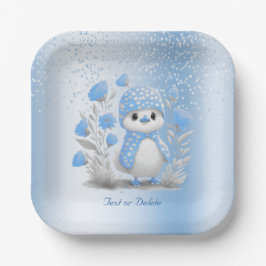 Blauer Blumenpapier für Wasserfarbenduck Pappteller