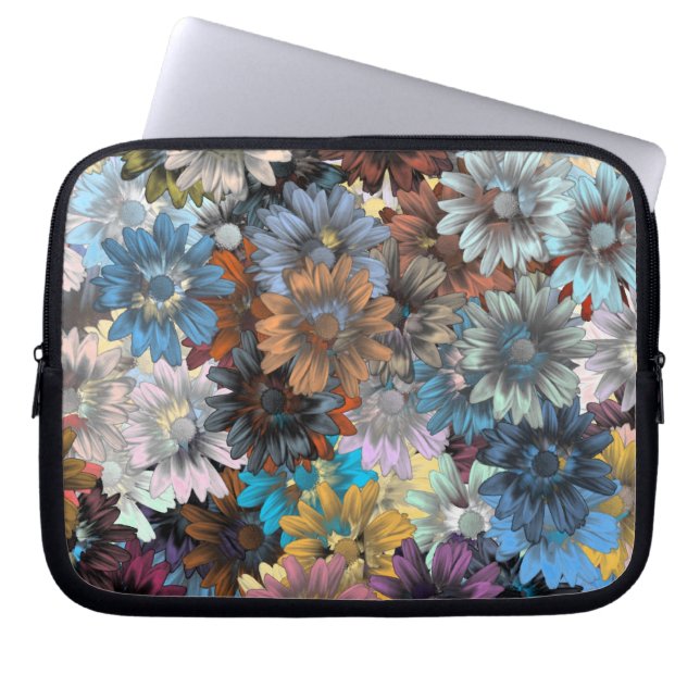 Blauer Blumenpflaster Laptopschutzhülle (Vorderseite)