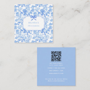 Blauer Blumenrosen Französischer Chinoiserie Event Quadratische Visitenkarte