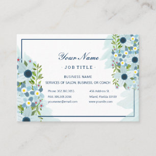 Blauer Blumensalon Visitenkarte
