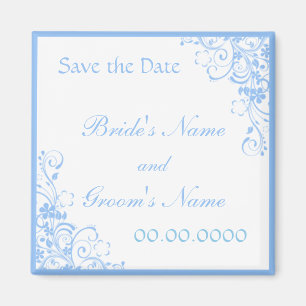 Blauer BlumenSave the Date Gastgeschenk Hochzeits- Magnet
