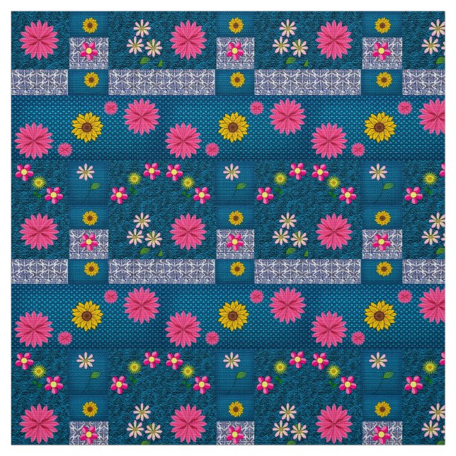 Blauer Blumenstoff Stoff (Muster)
