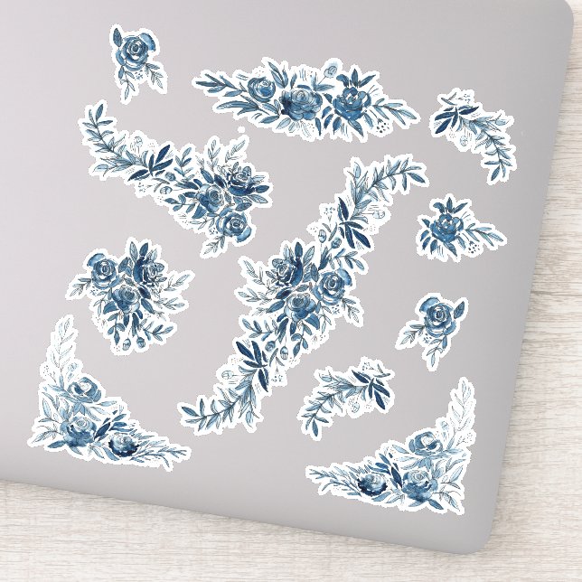 Blauer Blumenstrauch Aufkleber (Detail)