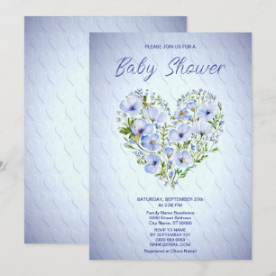 Blauer Blumenstrauß Baby Dusche Einladung