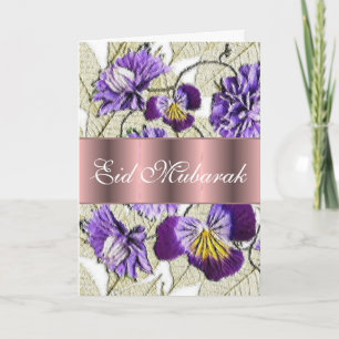 Blauer Blumenstrauß Eid Mubarak Feiertagskarte