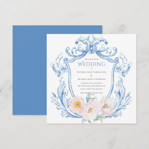 Blauer Blumenstrauß Hochzeit Einladung