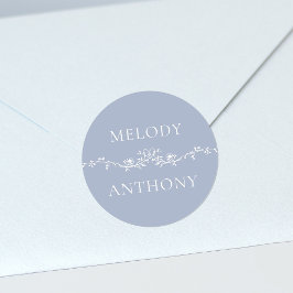 Blauer Blumenstrauß Monogramm Classic Runde S Runder Aufkleber