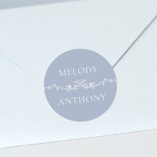 Blauer Blumenstrauß Monogramm Classic Runde S Runder Aufkleber