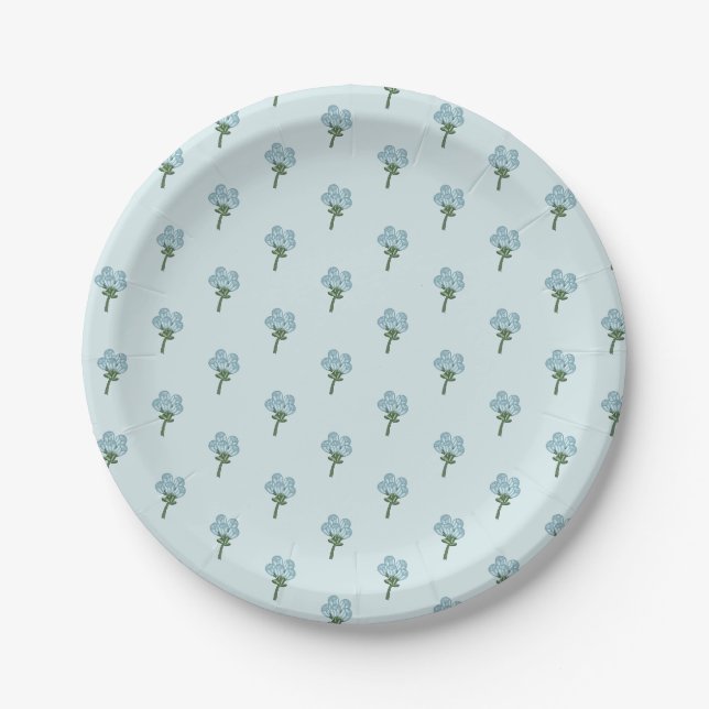 Blauer Blumenstrauß-Papierteller Pappteller (Vorderseite)