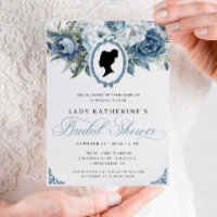Blauer Blumenstrauß Vintag Bridal Dusche Einladung