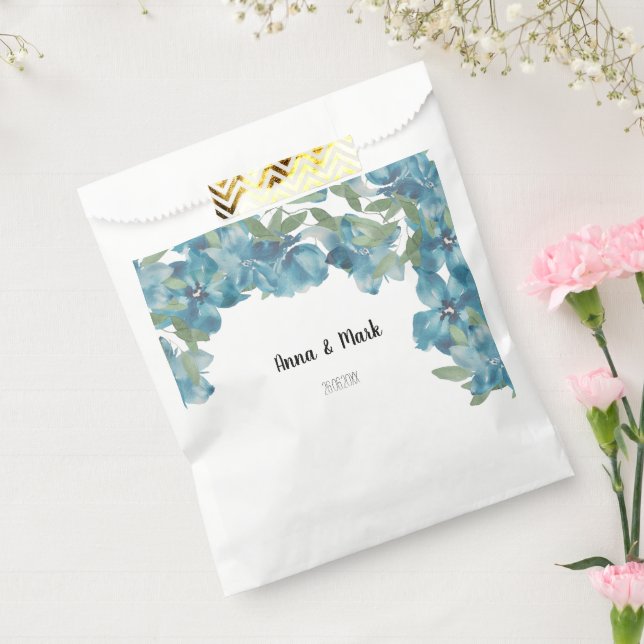 Blauer Blumenstrauß Wasserfarbe Handgestrichen Geschenktütchen (Versiegelt)