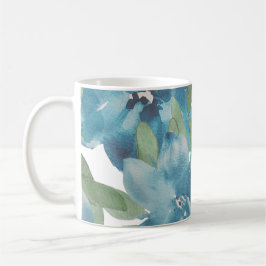 Blauer Blumenstrauß Wasserfarbe Handgestrichen Kaffeetasse