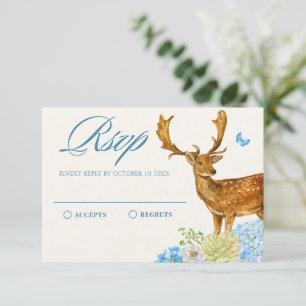Blauer Blumenwald Wildtierart RSVP Karte