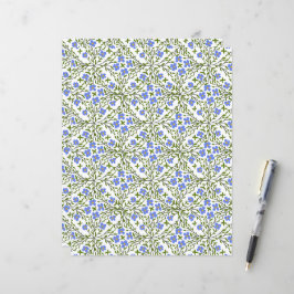 Blauer Blumenzauber Muster flaches Papier