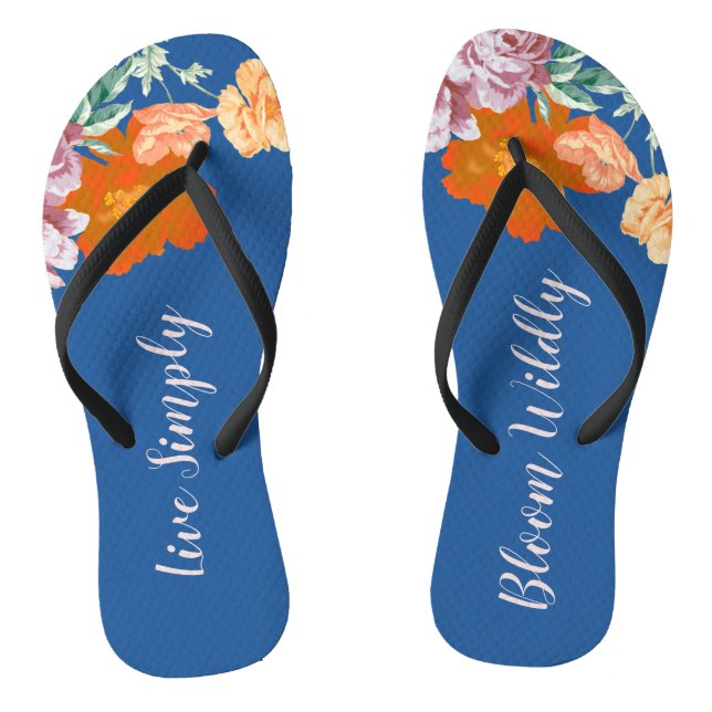 Blauer Blumenzauber weithin Inspirierend Zitat Flip Flops (Fußbett)
