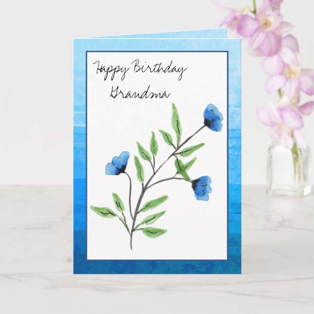 Blauer Blumenzauber zum Geburtstag Grandma Karte (Orchidee)