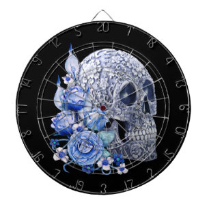 Blauer Blumenzucker Skull Blume Blumen Dartscheibe