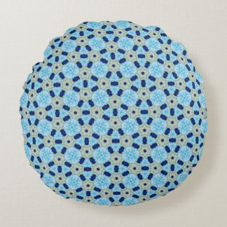 Blauer Blütenblatt-Harmonie-Rundpouf Rundes Kissen
