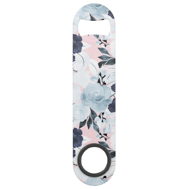 Blauer Blütenfarben Farbe Farbe Farbe Farbe Farbe  Speed Flaschenöffner (Vorderseite)