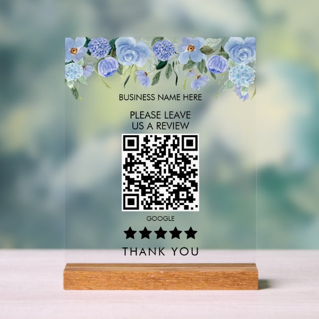 Blauer Blütenmehl Bitte Verlass uns einen QR-Prüfc Acrylschild (Neutral)