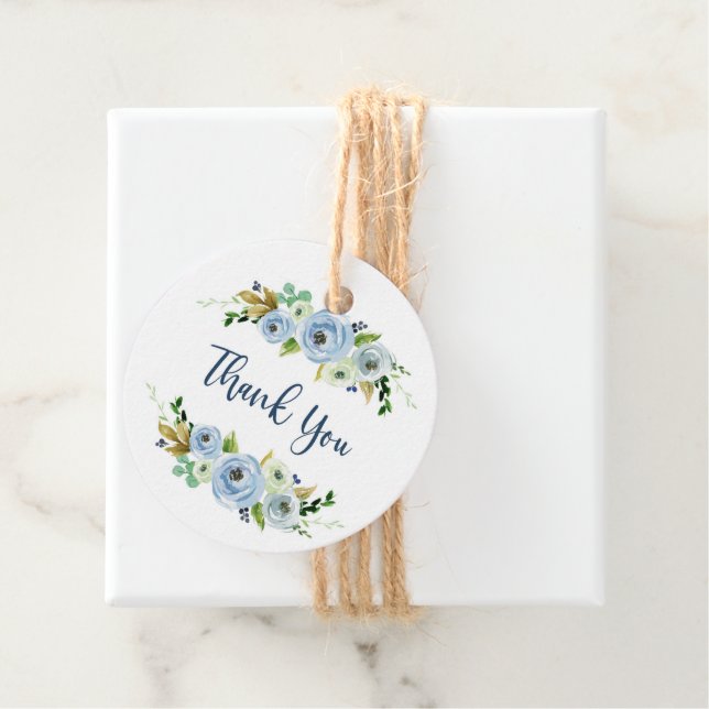 Blauer Blütentag, boho chic, Baby Duschjunge Geschenkanhänger (Beispiel)