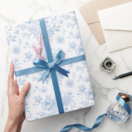 Blauer Blütentoil Geschenkpapier