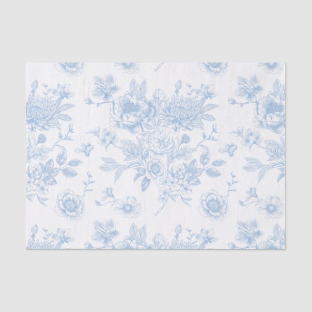 Blauer Blütentoil Seidenpapier (Vorderseite)