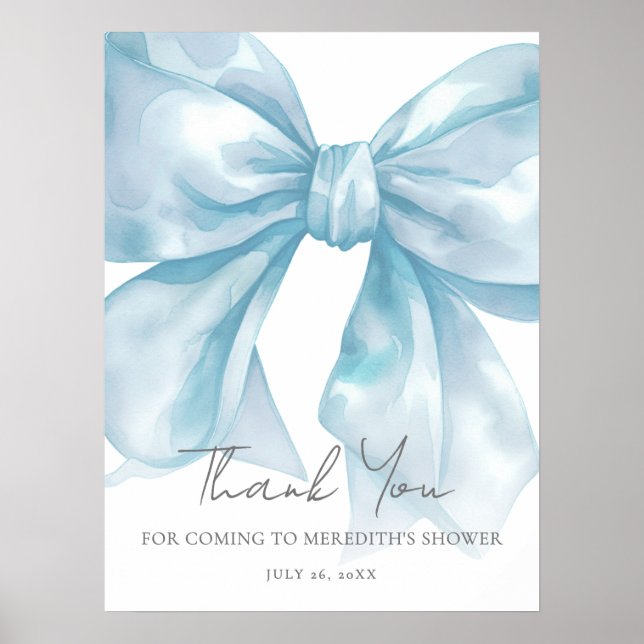 Blauer Bogen Babyshower Danke Schild (Vorne)