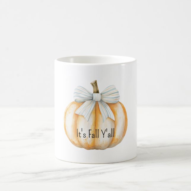 Blauer Bogen Creme Orange Kürbis  Kaffeetasse (Mittel)