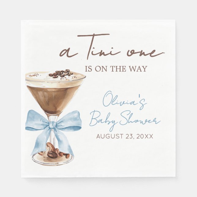 Blauer Bogen Espresso Martini Baby Shower Serviette (Vorderseite)