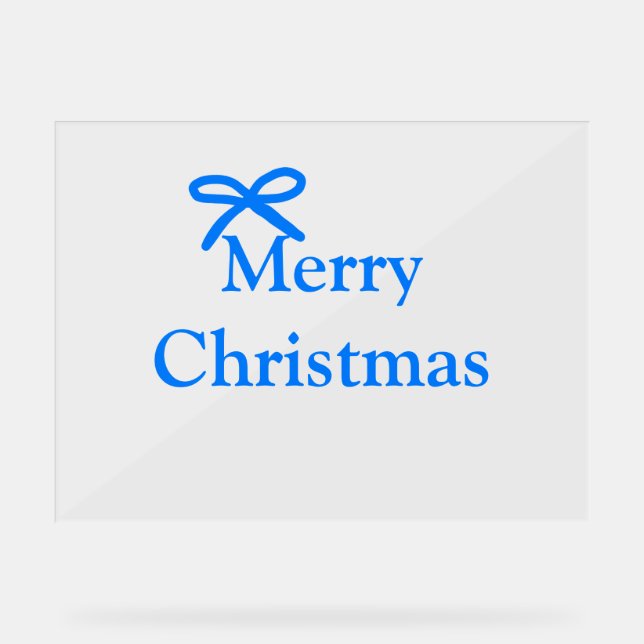 Blauer Bogen frohe Weihnachtsgeschenke einfache mo Acrylschild (Vorderseite)