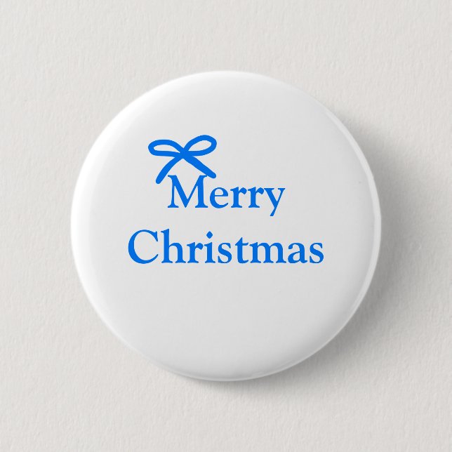 Blauer Bogen frohe Weihnachtsgeschenke einfache mo Button (Vorderseite)