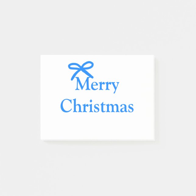 Blauer Bogen frohe Weihnachtsgeschenke einfache mo Post-it Klebezettel (Vorderseite)