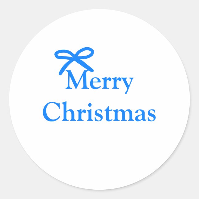 Blauer Bogen frohe Weihnachtsgeschenke einfache mo Runder Aufkleber (Vorderseite)