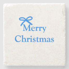 Blauer Bogen frohe Weihnachtsgeschenke einfache mo Steinuntersetzer