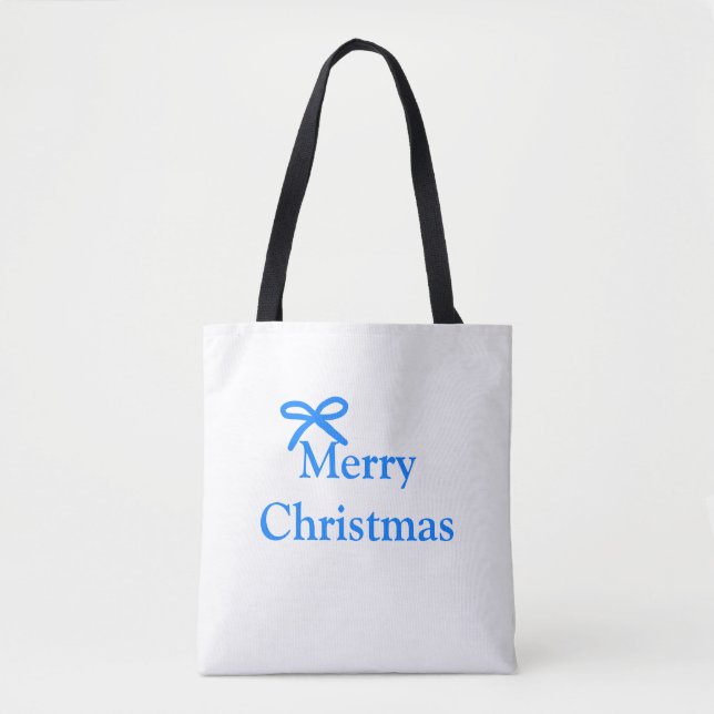 Blauer Bogen frohe Weihnachtsgeschenke einfache mo Tasche (Vorderseite)