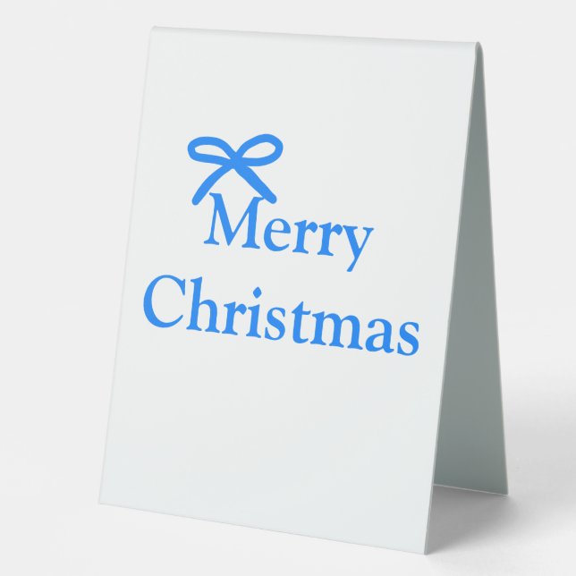 Blauer Bogen frohe Weihnachtsgeschenke einfache mo Tischaufsteller (Vorderseite)
