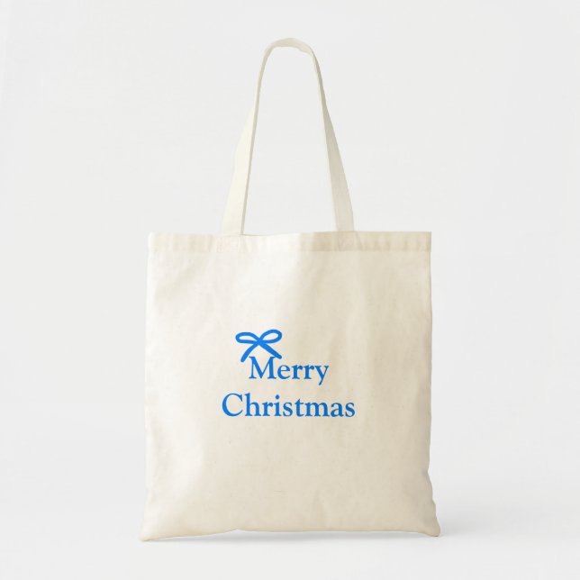Blauer Bogen frohe Weihnachtsgeschenke einfache mo Tragetasche (Vorne)