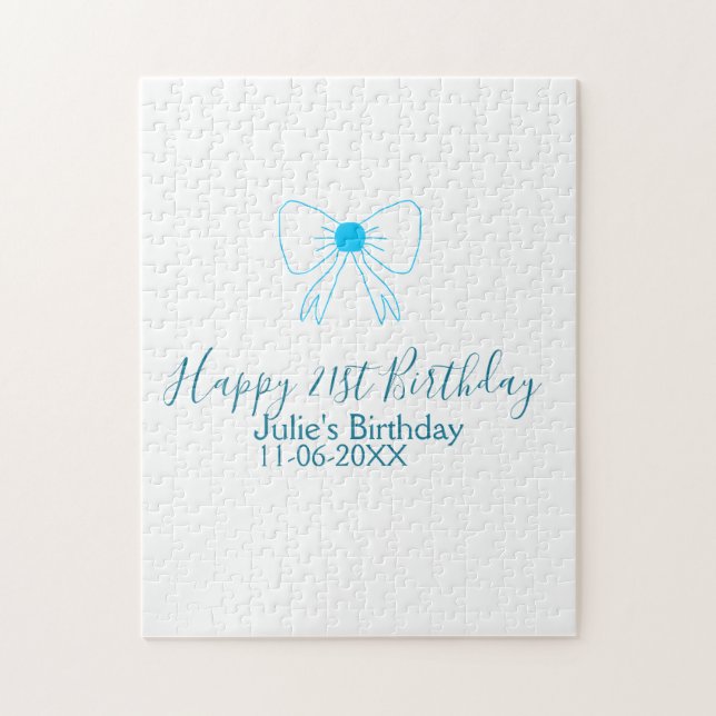 Blauer Bogen glücklich 21. Geburtstagsdatum mädche (Vertikal)