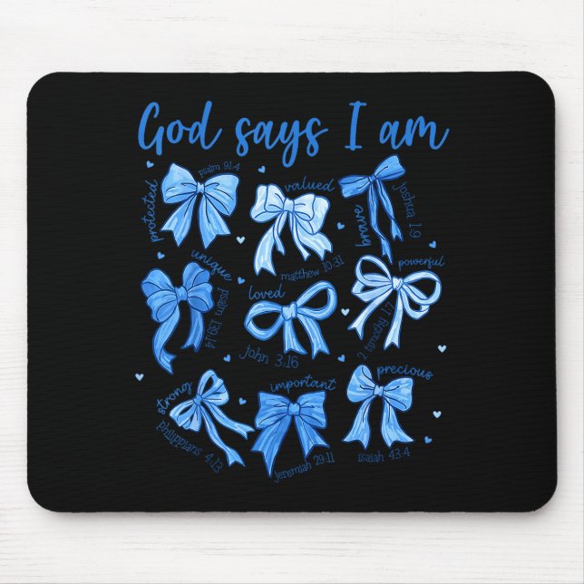 Blauer Bogen Gott sagt Ich bin ein christliches Mä Mousepad (Vorne)