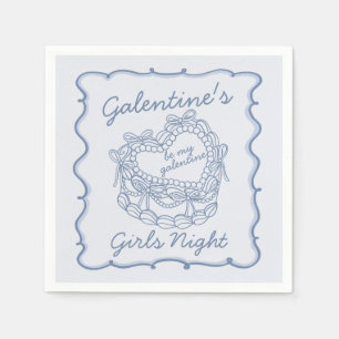 Blauer Bogen Retro Herz Coquette Kuchen Galentines Serviette