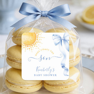 Blauer Bogen Sun Baby Shower Favor Aufkleber