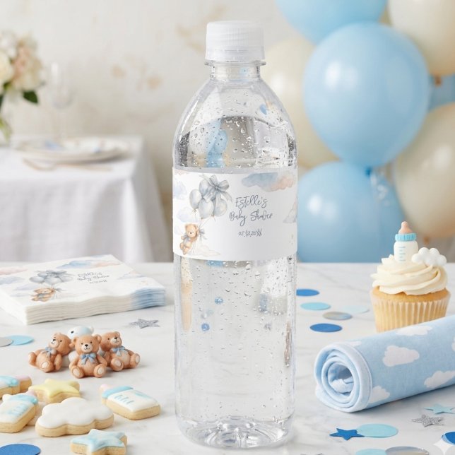 Blauer Bogen Teddybär Ballons Wolken Baby Junge (Von Creator hochgeladen)