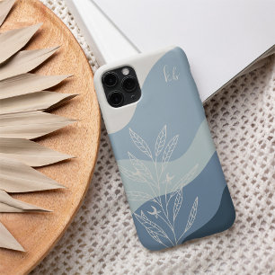 Blauer Boho Farbdurchsatz Botanische Monogramm iPhone 16 Hülle