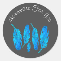 Blauer Boho Federn blau und grau