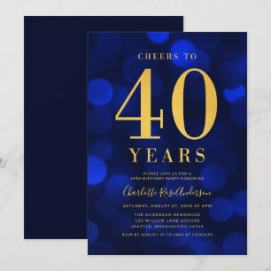 Blauer Bokeh Goldbeifall zu 40 Jahren Einladung