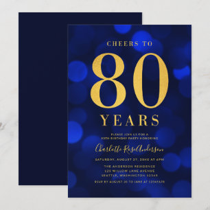 Blauer Bokeh Goldbeifall zu 80 Jahren Einladung